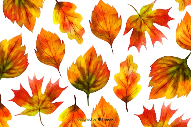 Feuilles D'automne Fond Style Aquarelle