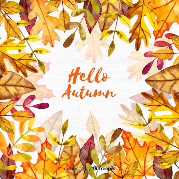 Feuilles D'automne Fond Style Aquarelle