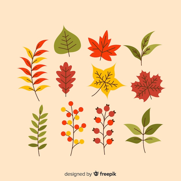 Vecteur gratuit feuilles d'automne style plat de collection