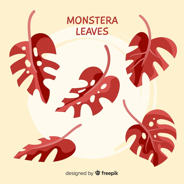 Vecteur gratuit feuilles de monstera plates