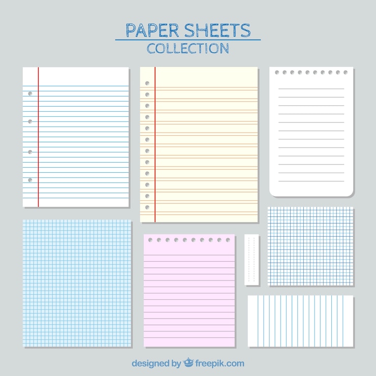 Vecteur gratuit des feuilles de papier avec des lignes définies