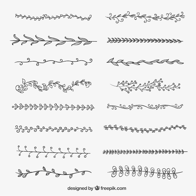 Vecteur gratuit feuilles sketchy frontières