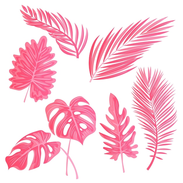 Vecteur gratuit feuilles tropicales monochromes