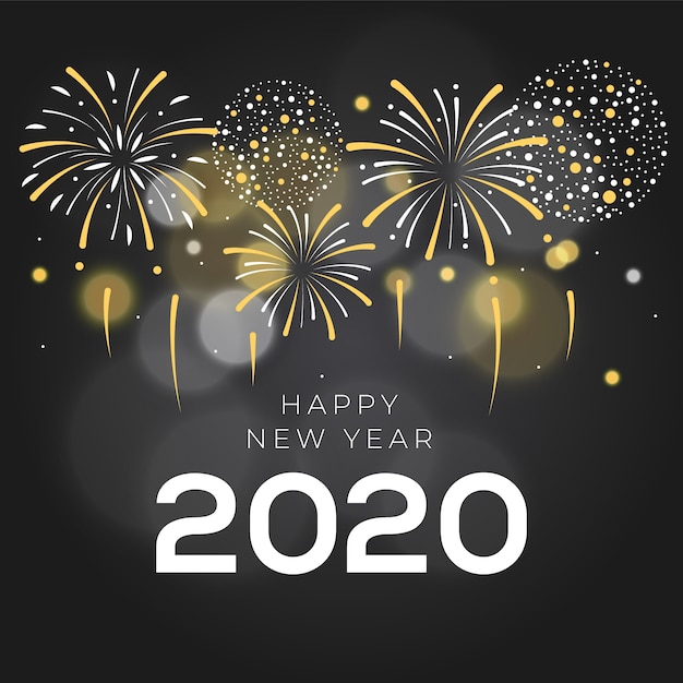 Vecteur gratuit feux d'artifice nouvel an 2020