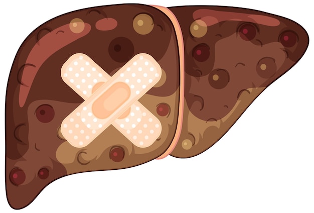 Vecteur gratuit fibrose du foie avec pansements croisés sur fond blanc