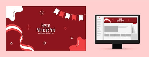 Vecteur gratuit fiestas patrias pérou célébration art de la chaîne youtube