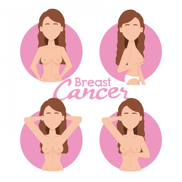 Vecteur gratuit figures féminines testées pour le cancer du sein