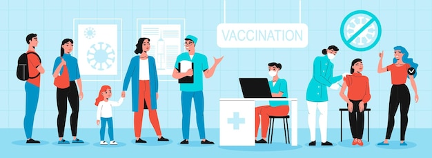 File d'attente pour la composition de la vaccination