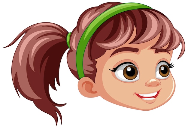 Fille aux cheveux bruns visage de dessin animé