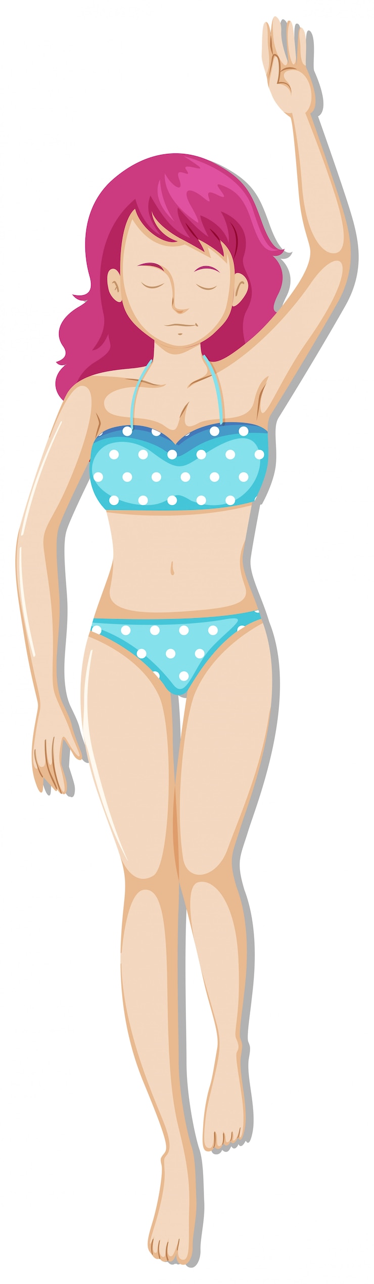Vecteur gratuit fille en bikini bleu couché