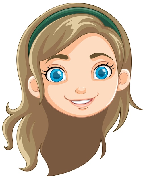 Vecteur gratuit fille de dessin animé souriante avec de beaux cheveux longs