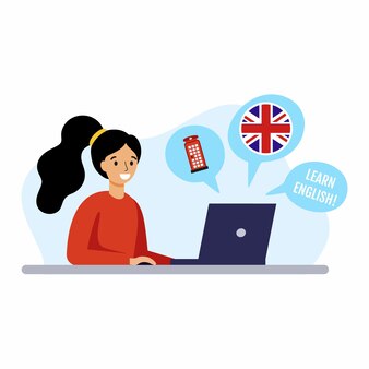 Apprendre L'anglais Icône De L'étude | Vecteur Premium