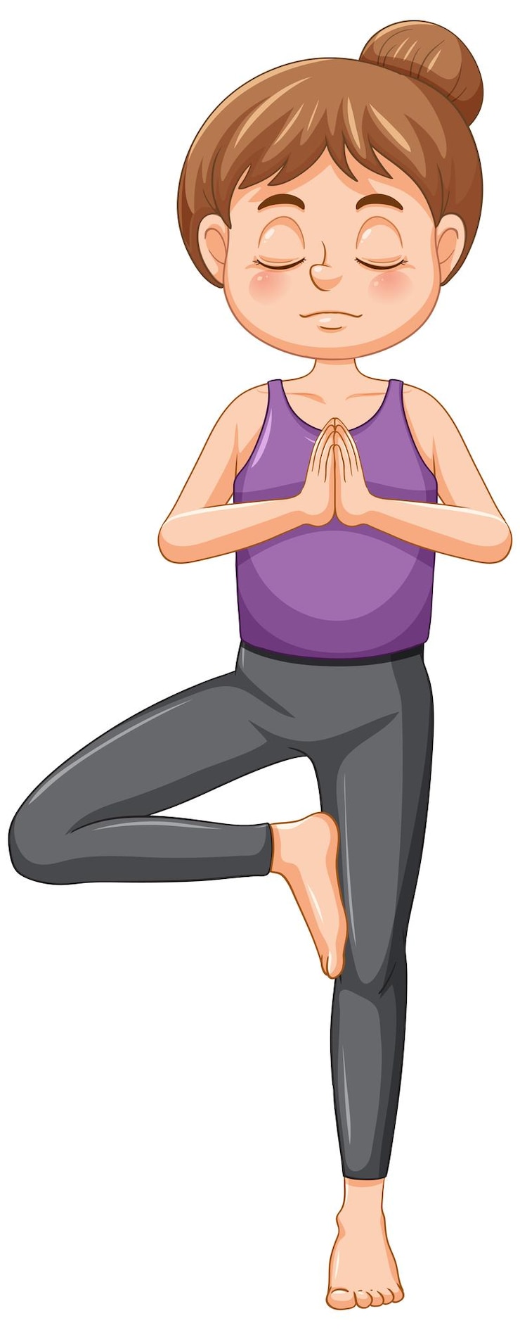 Vecteur gratuit une fille faisant le personnage de dessin animé de yoga