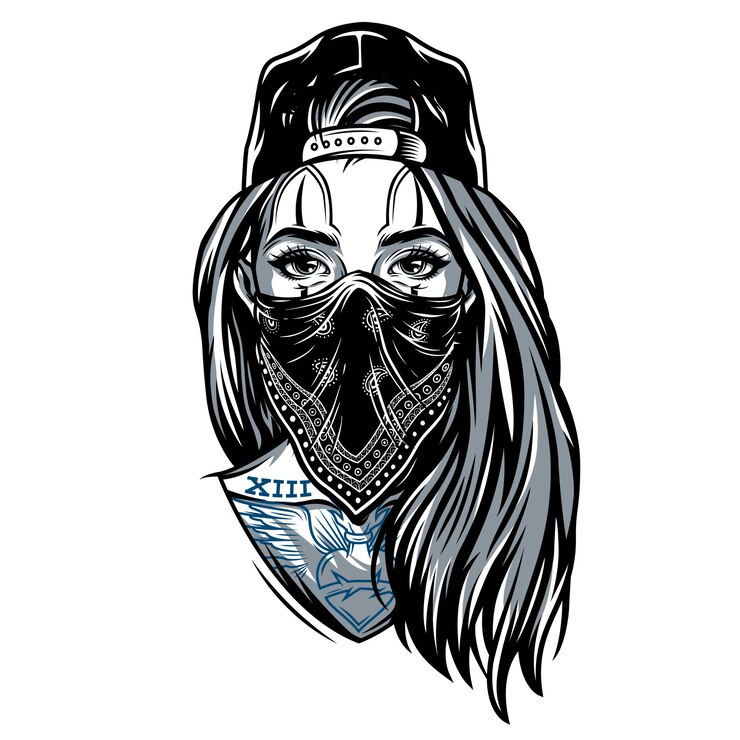 Vecteur gratuit fille de gangster vintage en casquette de baseball