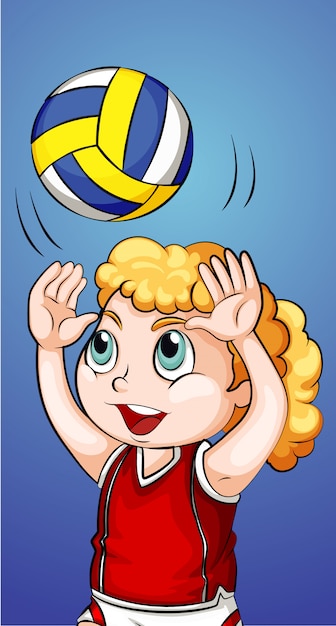 Fille heureuse, jouer au volley-ball