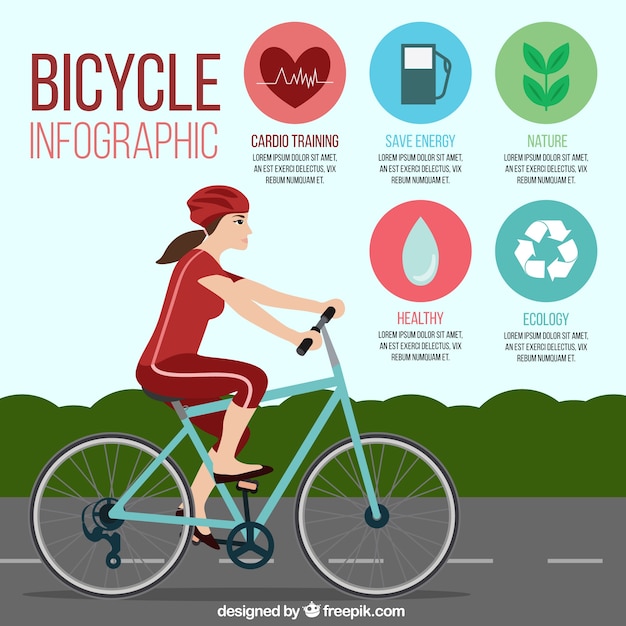 Fille Sur Une Infographie De Vélo