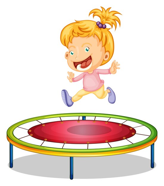 Une fille jouant au trampoline