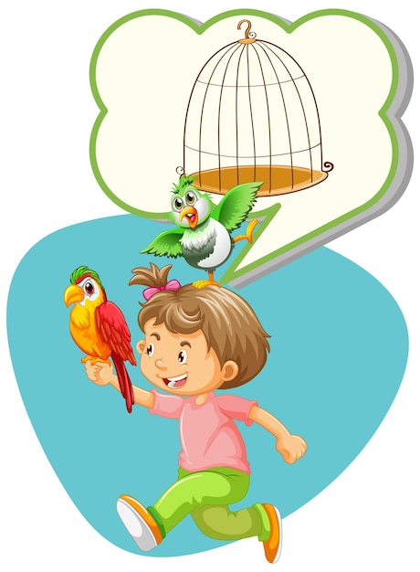 Fille Pensant Aux Oiseaux Et à La Cage à Oiseaux