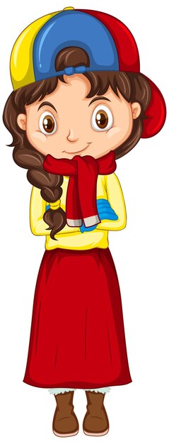 Fille en vêtements d'hiver sur fond isolé