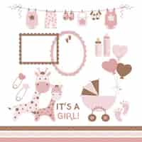 Vecteur gratuit filles baby shower