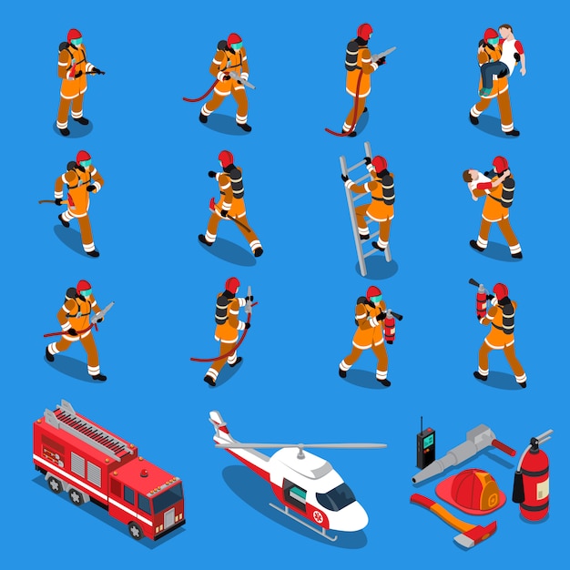 Fireman Isometric Set