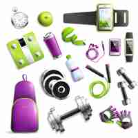 Vecteur gratuit fitness gym set