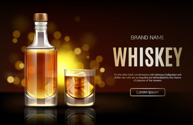 Flacon vide fermé avec boisson alcoolisée forte se tenir dans le noir