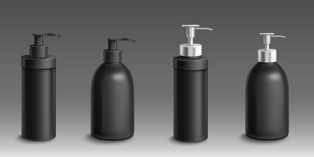 Flacons noirs avec pompe distributrice pour savon liquide