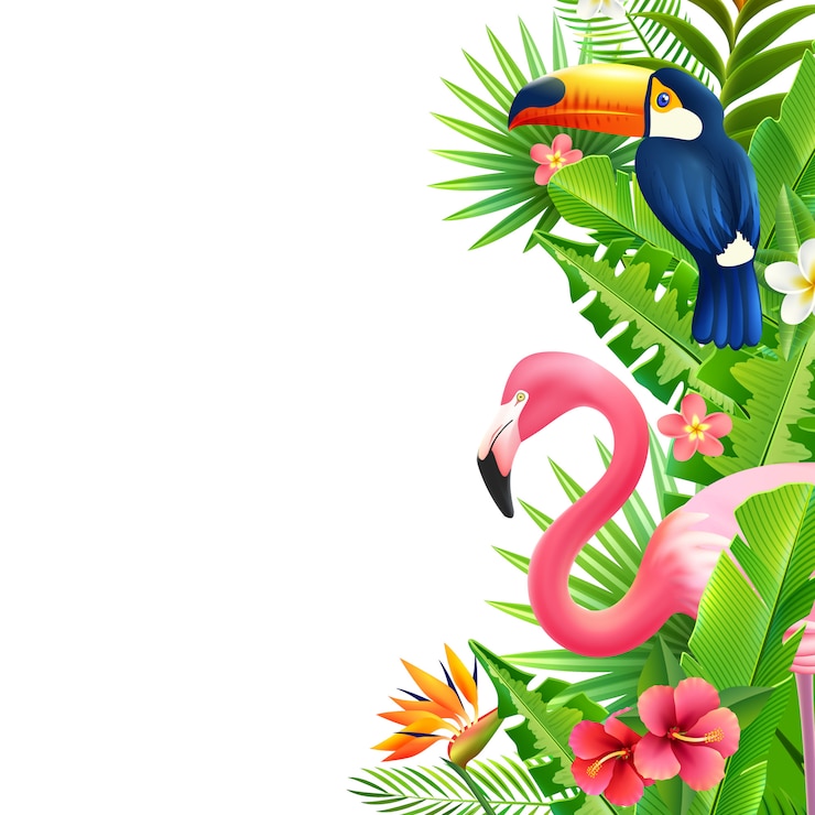 Vecteur gratuit flamingo de la forêt tropicale humide