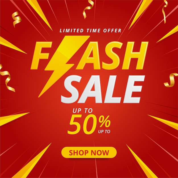 Vecteur gratuit flash sale shopping poster ou bannière avec icône flash
