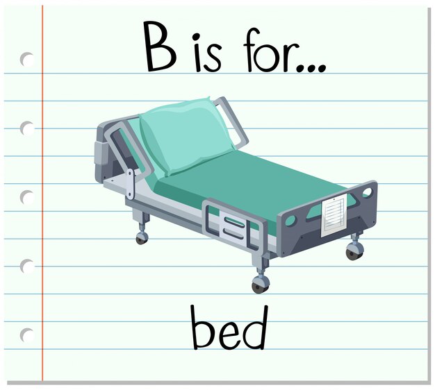 Flashcard alphabet B est pour le lit