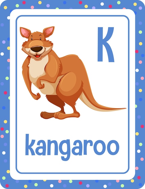 Flashcard D'alphabet Avec La Lettre K Pour Le Kangourou