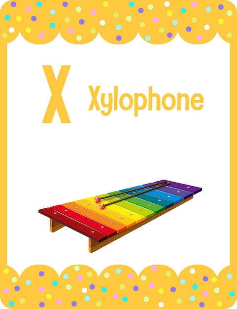 Vecteur gratuit flashcard alphabet avec lettre x pour xylophone