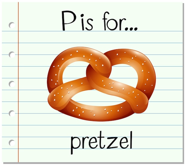 Vecteur gratuit flashcard alphabet p est pour bretzel