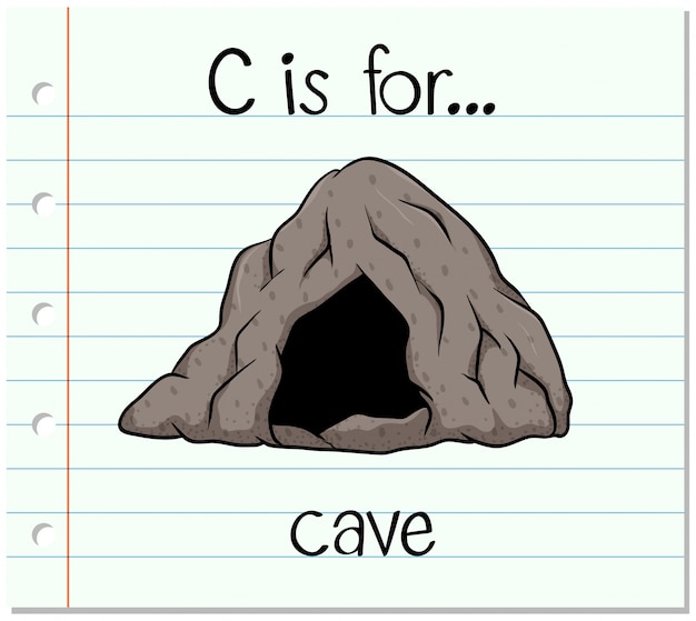 Vecteur gratuit flashcard lettre c est pour la grotte