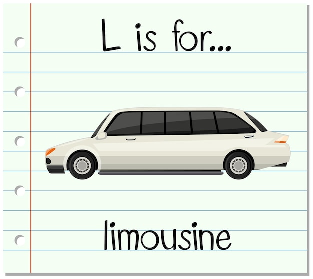 Vecteur gratuit flashcard lettre l est pour limousine