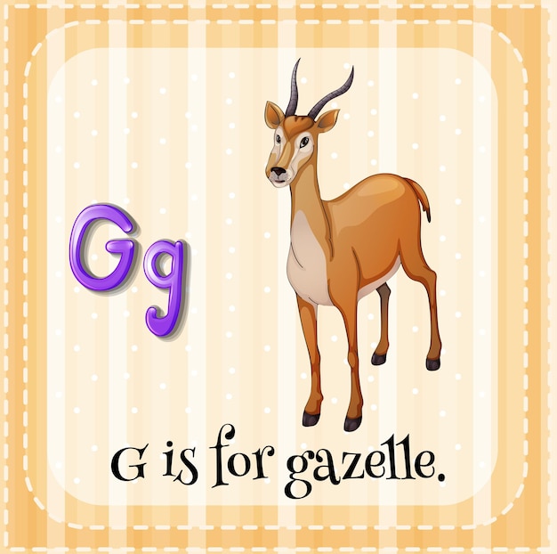 Vecteur gratuit flashcard lettre g est pour la gazelle