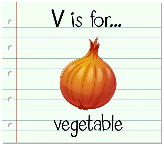 Flashcard lettre V est pour légume