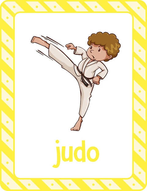 Vecteur gratuit flashcard de vocabulaire avec le mot judo