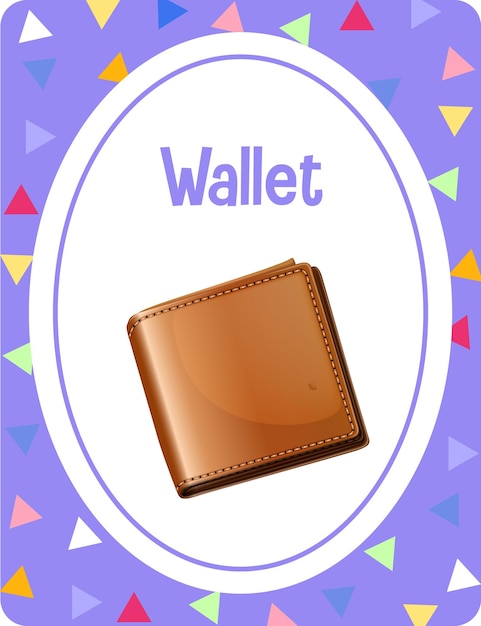 Vecteur gratuit flashcard de vocabulaire avec le mot wallet