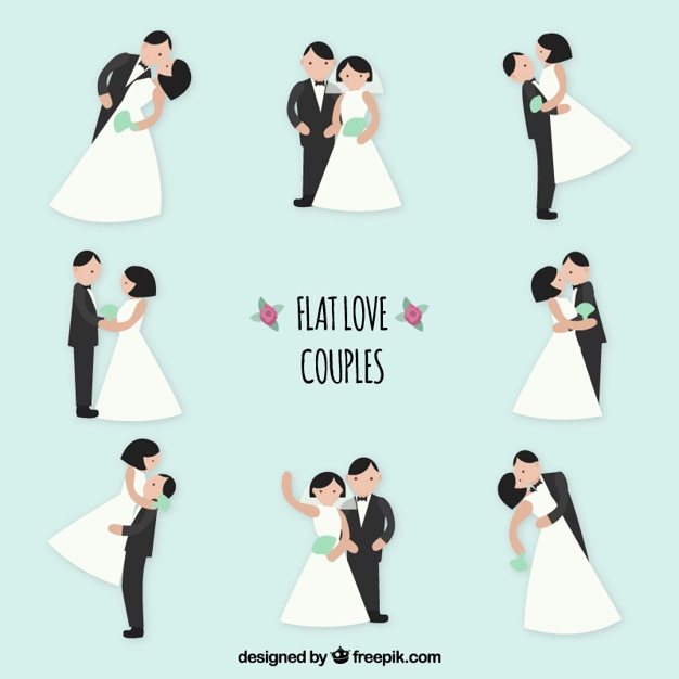 Vecteur gratuit flat amour couples pack