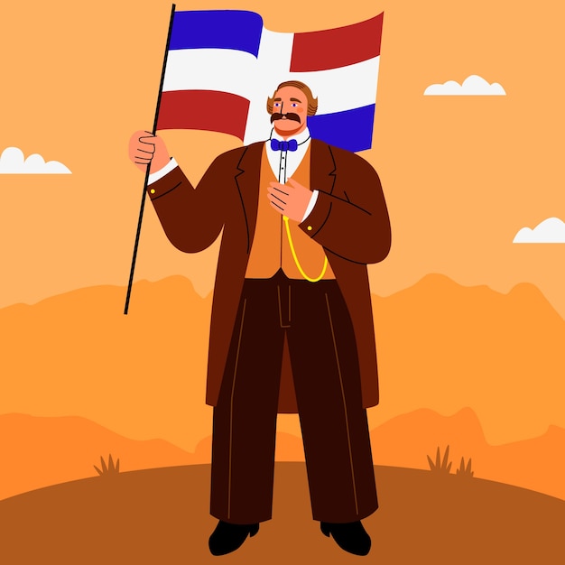 Vecteur gratuit flat est une illustration de natalicio de juan pablo duarte