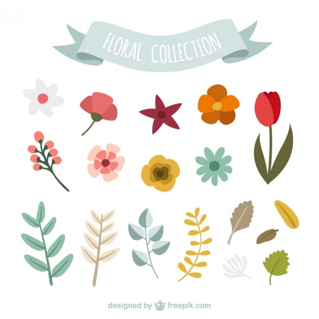 Vecteur gratuit flat floral collection