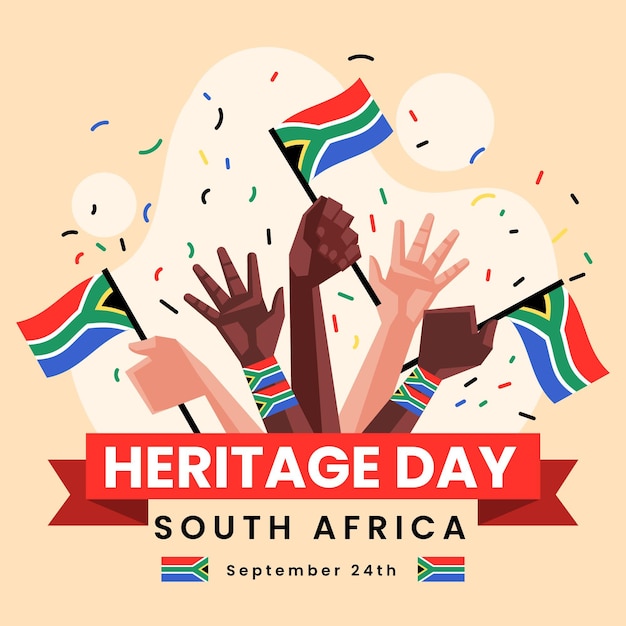 Vecteur gratuit flat heritage day afrique du sud