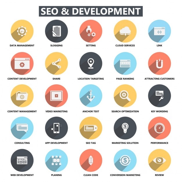 Flat Icônes De Développement Seo