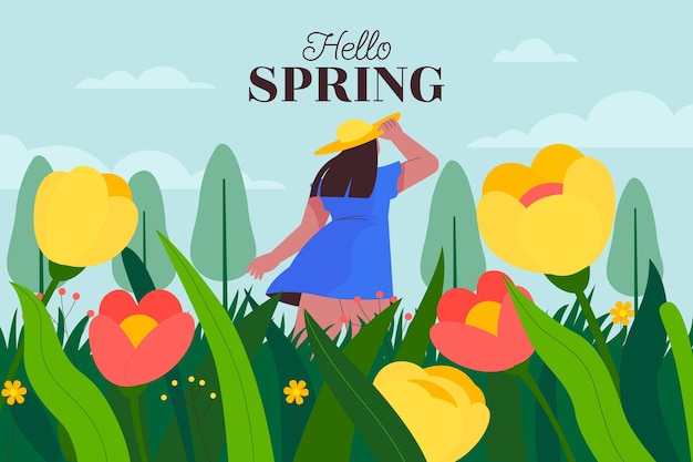 Vecteur gratuit flat spring background