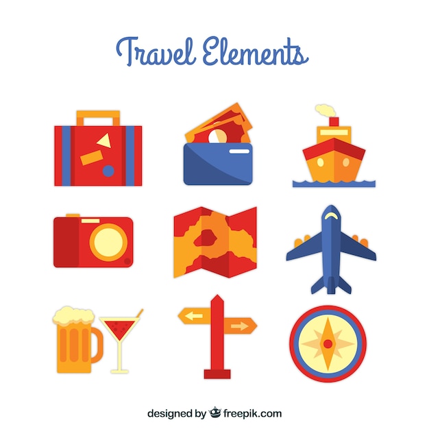 Vecteur gratuit flat voyage elements collection