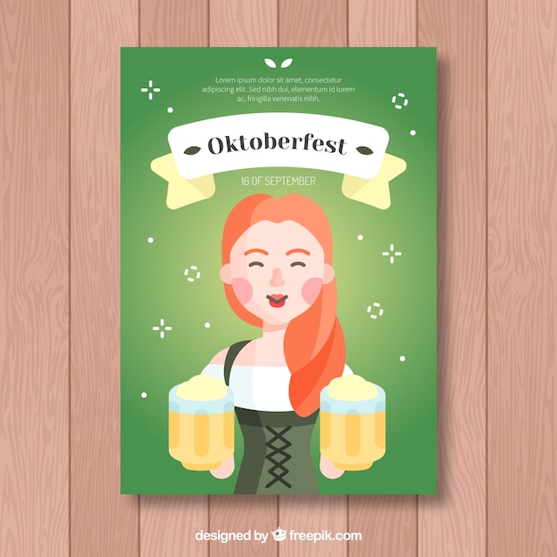 Flat Woman And Beers In The Oktoberfest