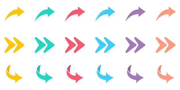 Flèche couleur jeu icônes numériques juste suivant partager lien retour avant symbole