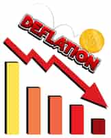 Vecteur gratuit flèche rouge descendant avec mot de déflation